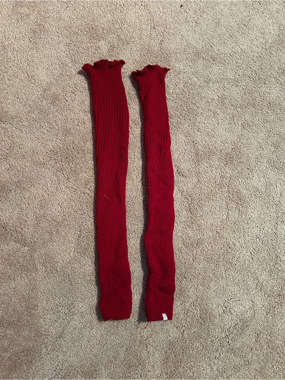 Long Ribbed Knit Arm/LegWarmers - Red
